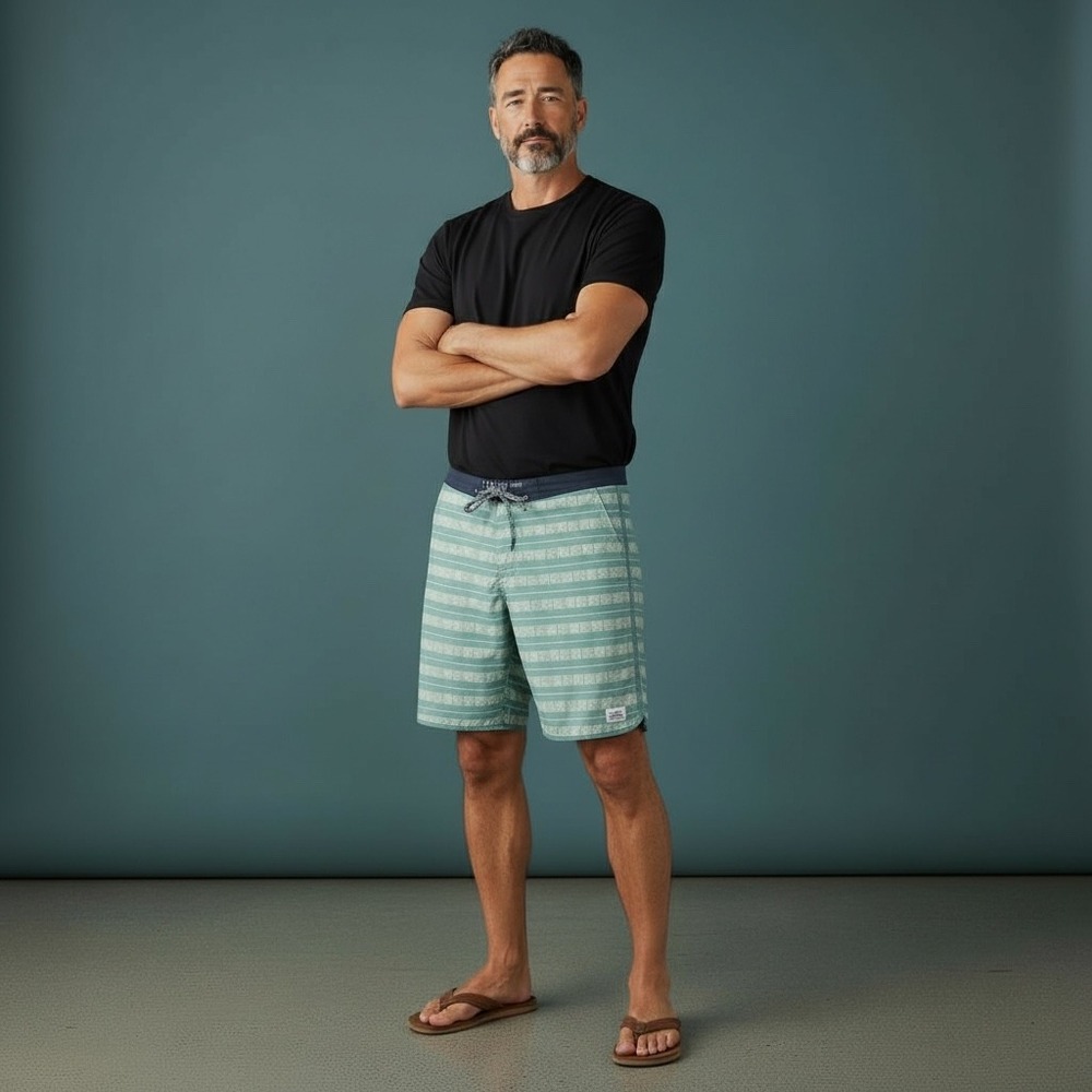 Katin Board Shorts Teal Stripe Swim‎ Surf Beach Men Size 33